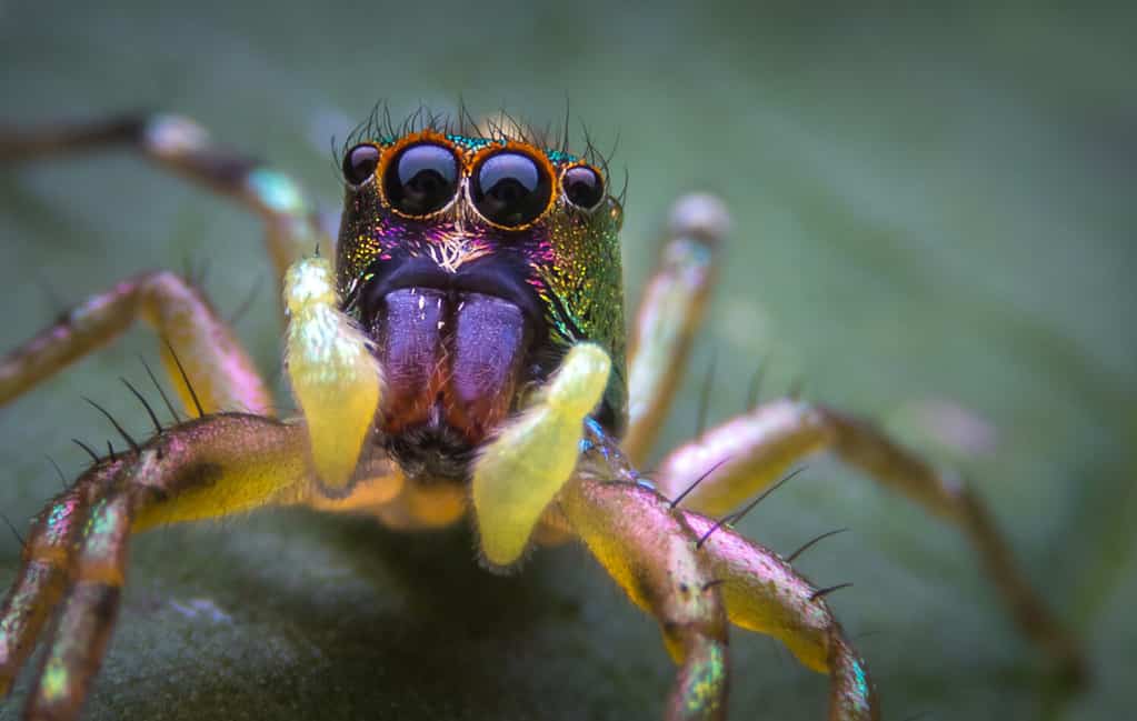 ragno saltatore con grandi occhi rotondi