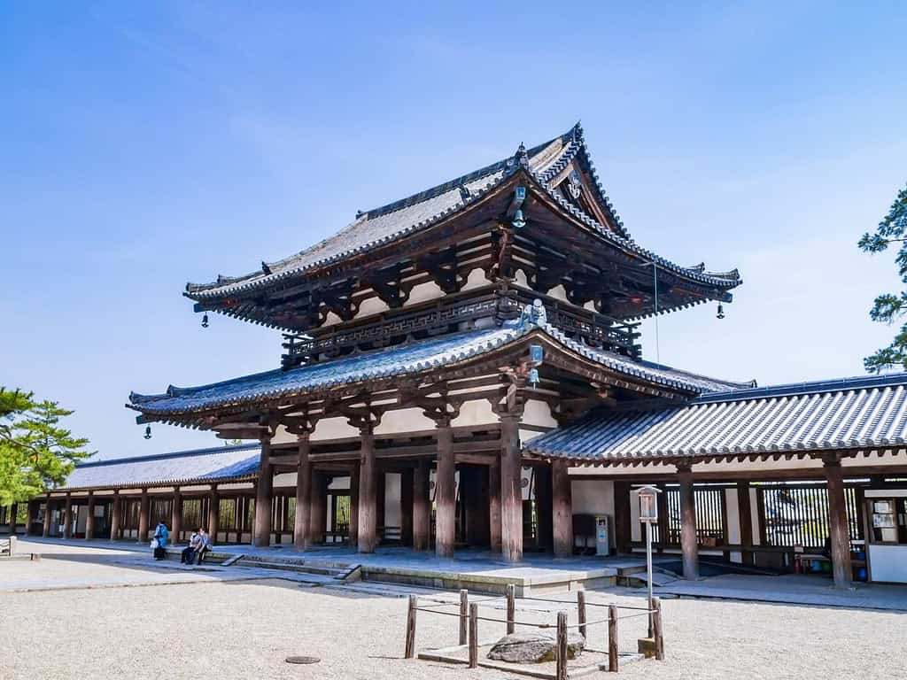 Tempio Horyu-ji, il primo sito giapponese patrimonio dell'umanità dell'UNESCO sotto il nome di monumenti buddisti nell'area di Horyu-ji.