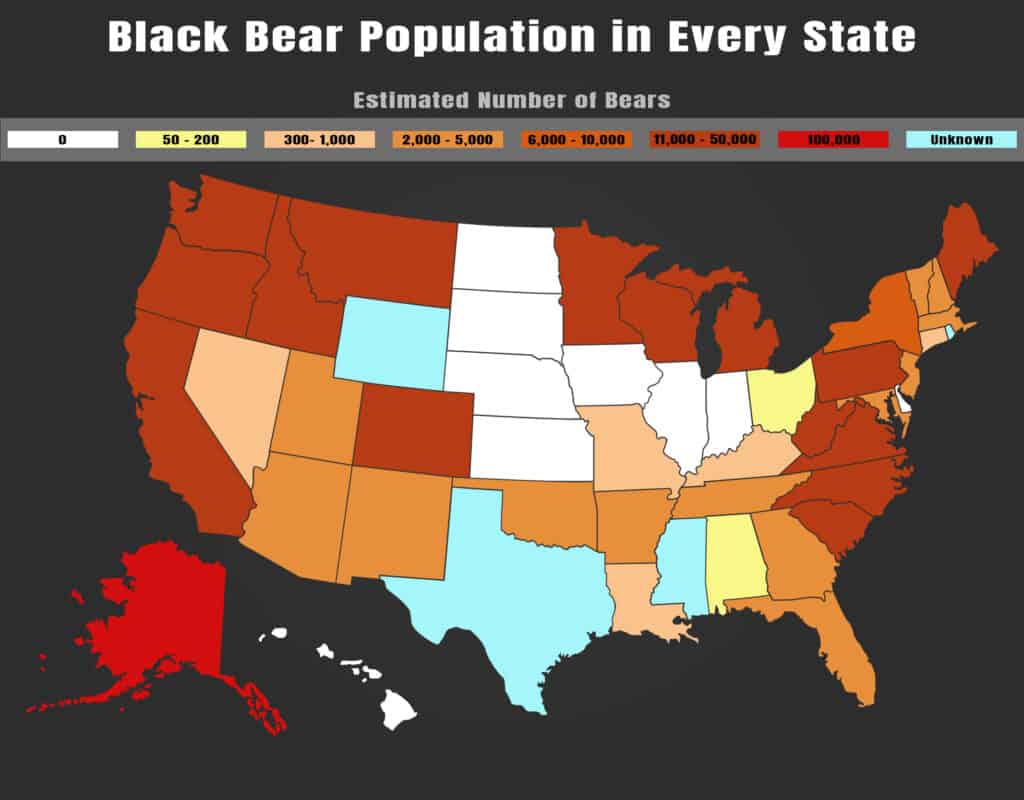 Popolazione di orsi neri per stato
