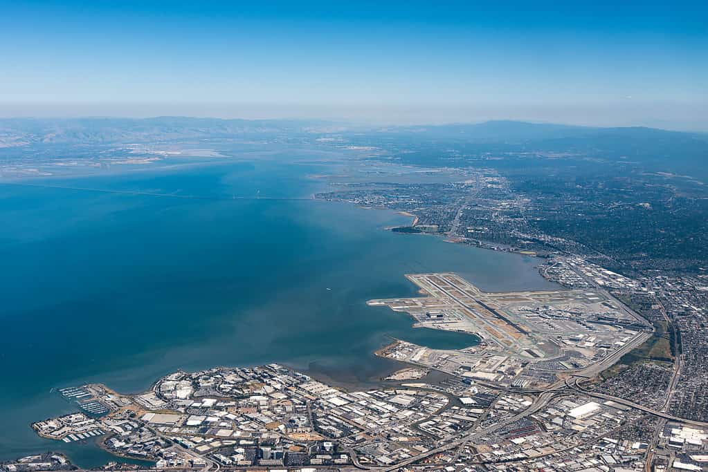 La vista aerea della baia di San Francisco in California, USA
