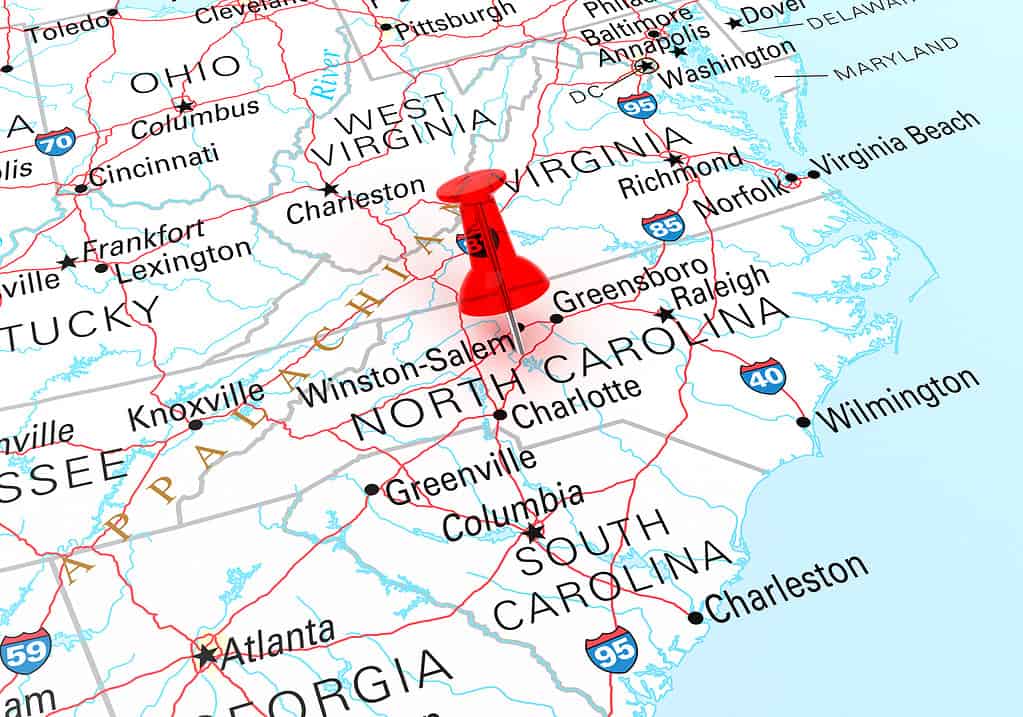 Mappa della Carolina del Nord