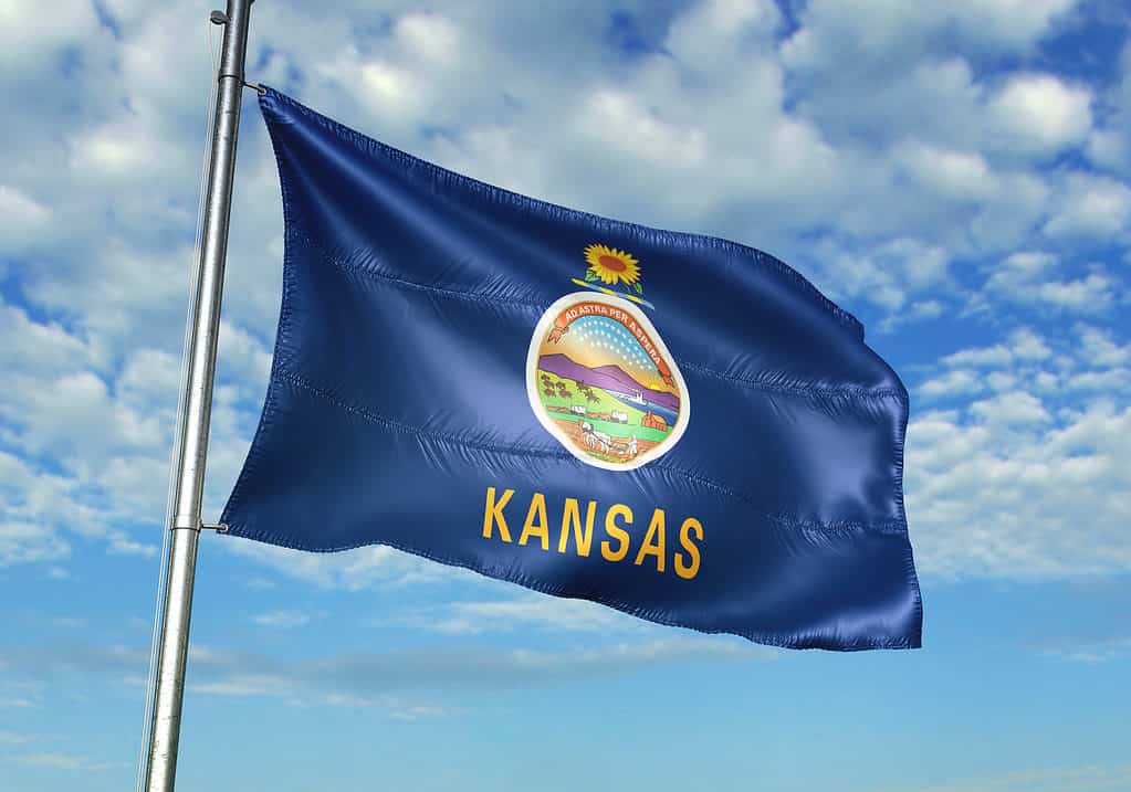 Bandiera del Kansas che sventola nel vento